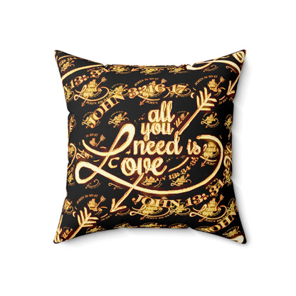 Illustrated Truth 02-02 "All You Need is Love" Faux Suede Square Pillow (4 sizes)