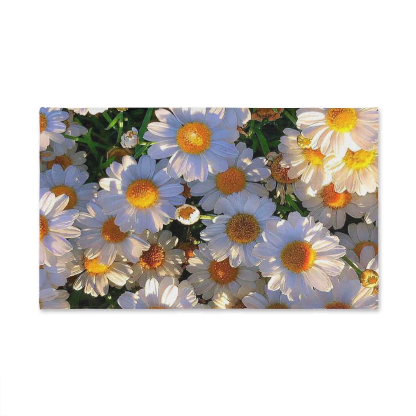 Sun-Kissed Meadow Hand Towel – Bright White & Yellow Garden Print