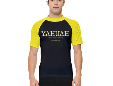 Yahuah-Name Above All Names 02-02 Rash Guard de manga corta para hombre 