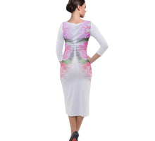 Load image into Gallery viewer, Floral Embosses: Roses 02-02 Designer 3/4 Sleeve Velour Bodycon Midi Dress