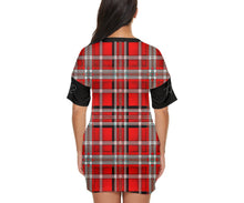 Load image into Gallery viewer, TRP Twisted Patterns 06: Digital Plaid 01-03A Designer Round Neck Short Sleeve Bodycon Mini Dress