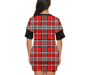TRP Twisted Patterns 06: Digital Plaid 01-03A Designer Round Neck Short Sleeve Bodycon Mini Dress