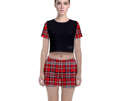 TRP Twisted Patterns 06: Digital Plaid 01-03A Designer Two Piece Crop Top and Shorts Set