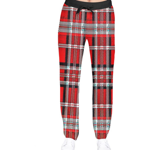 TRP Twisted Patterns 06: Digital Plaid 01-03A Ladies Designer Velvet Drawstring Sweatpants