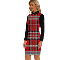 Load image into Gallery viewer, TRP Twisted Patterns 06: Digital Plaid 01-03A Designer Long Sleeve Collared Bodycon Mini Dress