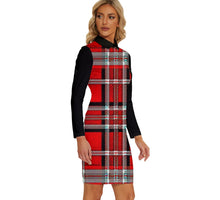 Load image into Gallery viewer, TRP Twisted Patterns 06: Digital Plaid 01-03A Designer Long Sleeve Collared Bodycon Mini Dress