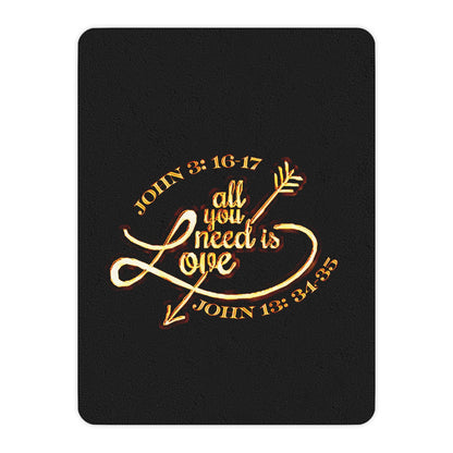 Illustrated Truth 02-02 "All You Need is Love" Cozy Tan Sherpa Blanket