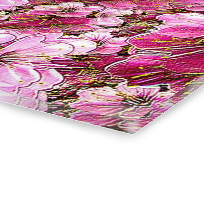Electric Flora: Neon Sakura Cherry Blossoms Acrylic Print (French Cleat Hanging)