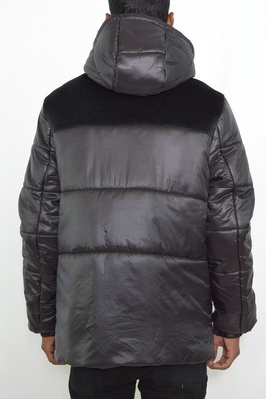 Color Block Padded Buffle Puffer Jacket for Men (4 colors)