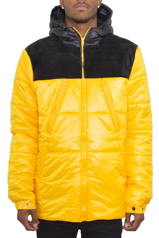 Color Block Padded Buffle Puffer Jacket for Men (4 colors)