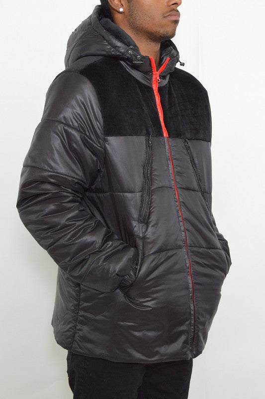 Color Block Padded Buffle Puffer Jacket for Men (4 colors)