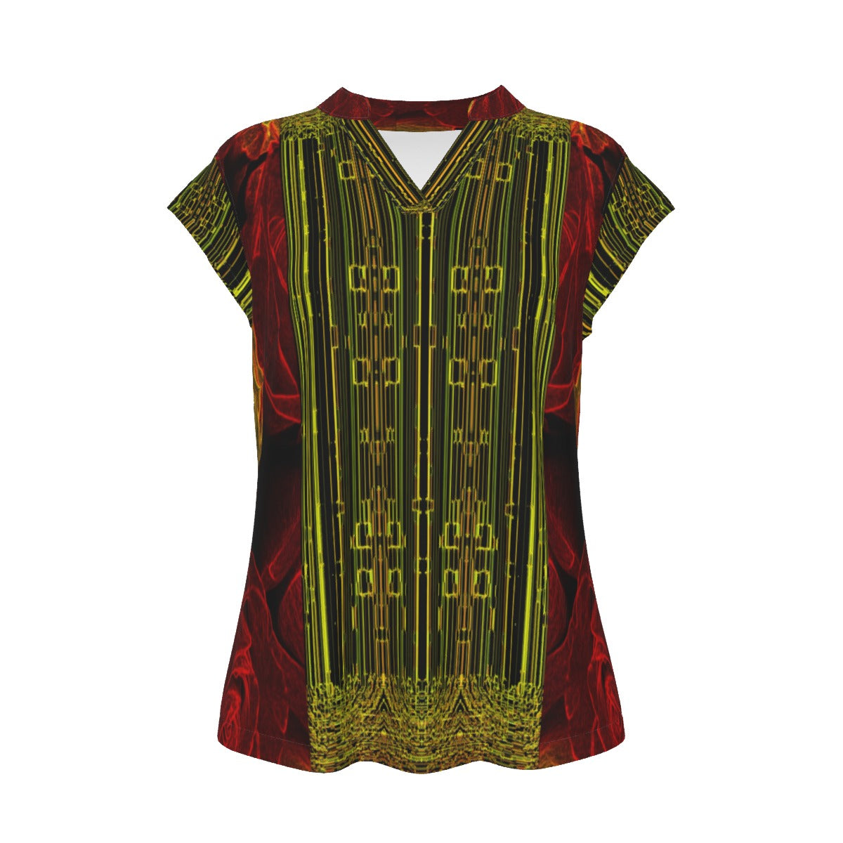 Geometrical Apparel 02 Designer V-neck Cap Sleeve T-shirt