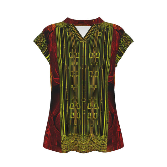 Geometrical Apparel 02 Designer V-neck Cap Sleeve T-shirt