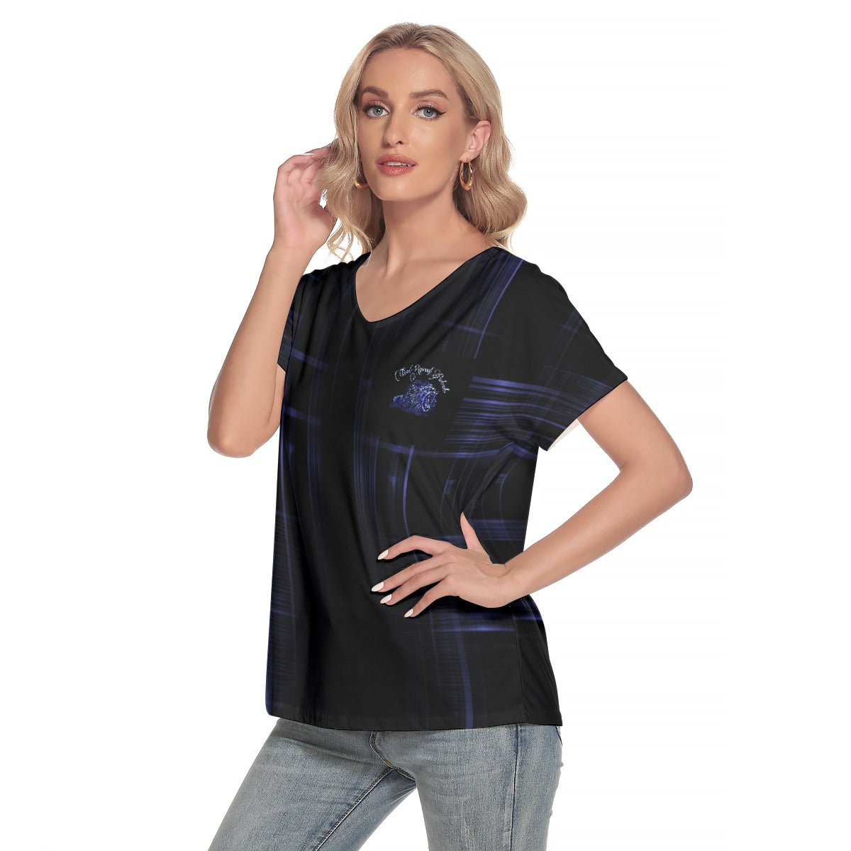 TRP Matrix 02 Ladies Designer V-neck Loose Fit T-shirt