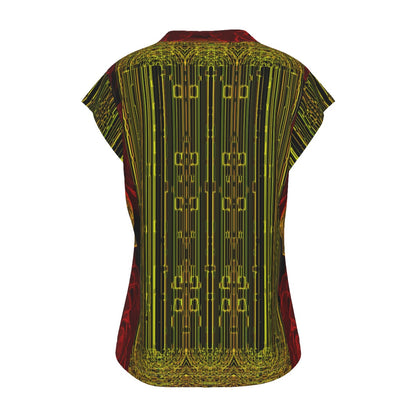 Geo Graphic (02): Digital Flora | V-neck Cap Sleeve Tee