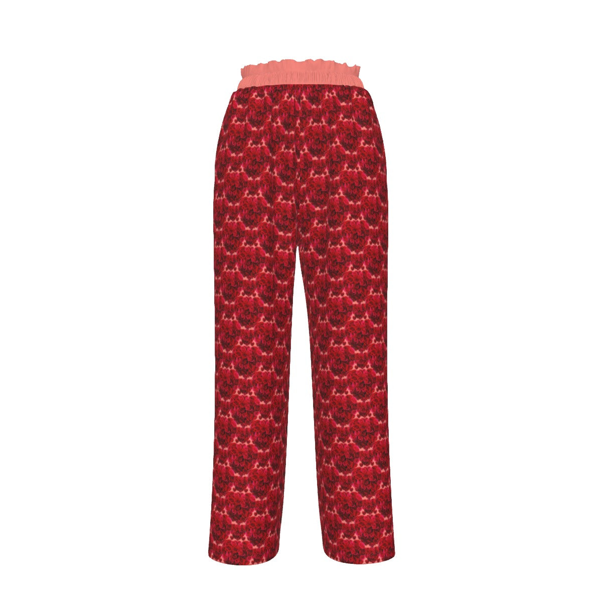 Floral Embosses: Roses 02-01 Designer Faux Silk Wide Leg Pants