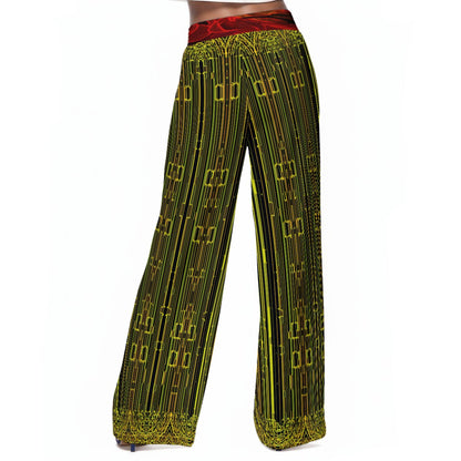 Geo Graphic (02): Digital Flora | Rayon Wide Leg Pants
