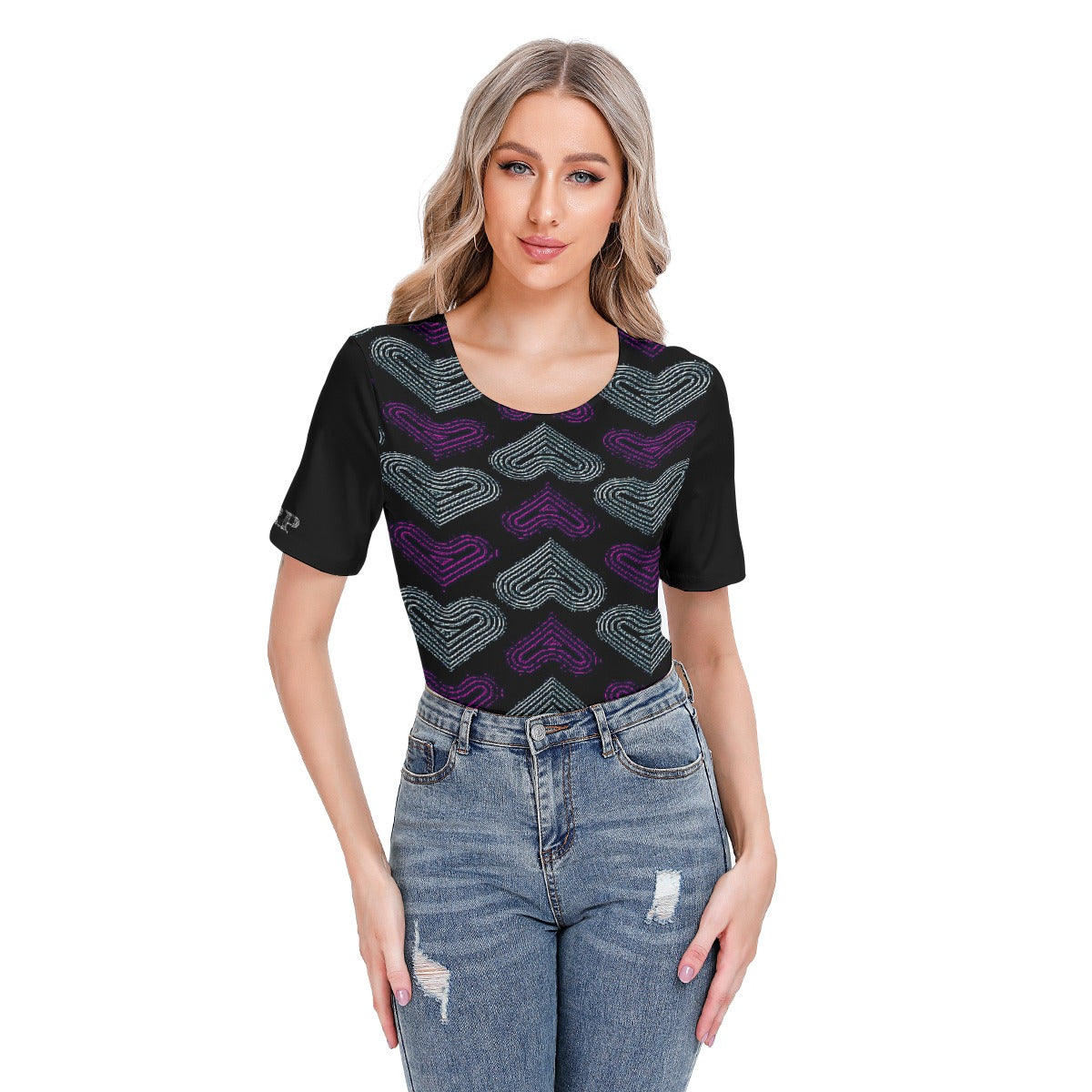 TRP Twisted Patterns 03: Chevron Hearts 01-01 Designer Short Sleeve Bodysuit