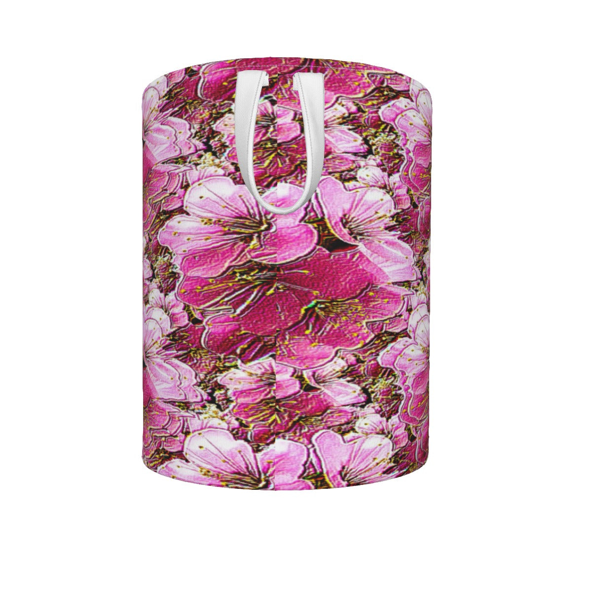 Electric Flora: Neon Sakura Cherry Blossoms Foldable Laundry Basket