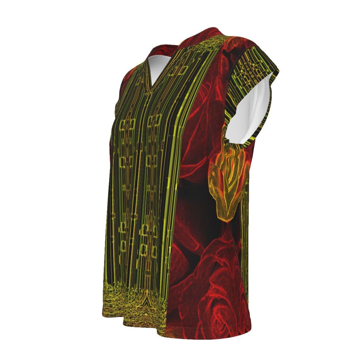 Geometrical Apparel 02 Designer V-neck Cap Sleeve T-shirt