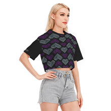 Cargar imagen en el visor de la galería, TRP Twisted Patterns 03: Chevron Hearts Designer Cropped Drop Shoulder Cotton T-shirt