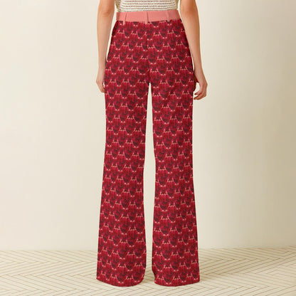 Floral Embosses: Roses 02-01 Designer Wide Leg Pants