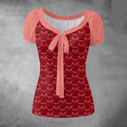 Floral Embosses: Roses 02-01 Ruffle Blouse