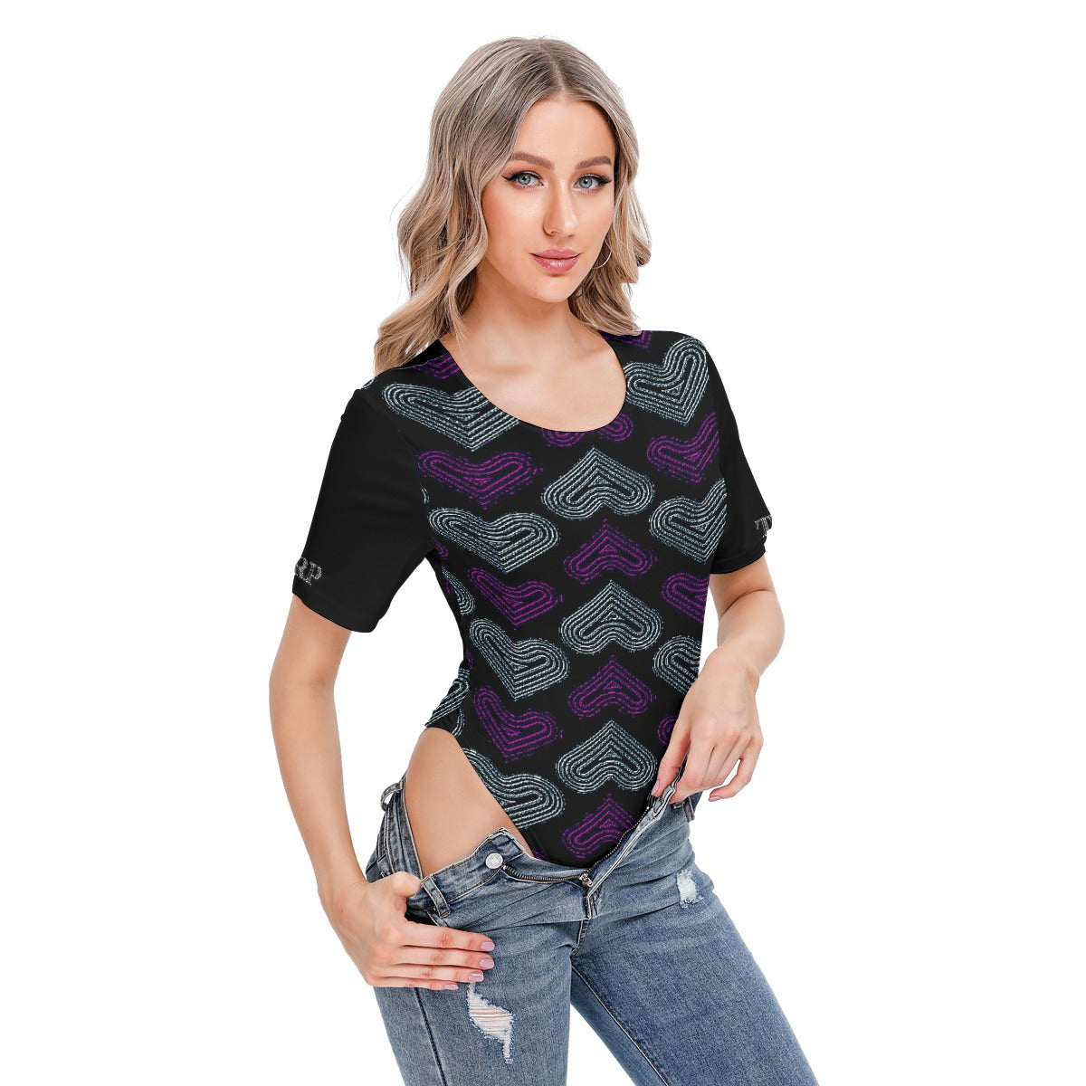 TRP Twisted Patterns 03: Chevron Hearts 01-01 Designer Short Sleeve Bodysuit