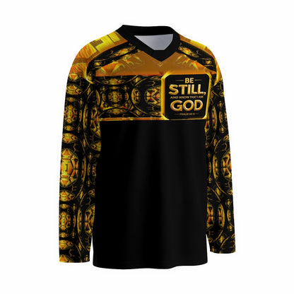 Hebrew World 01-03 Sacred Stillness Psalm 46:10 Men's Hockey Jersey