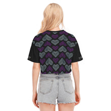 Cargar imagen en el visor de la galería, TRP Twisted Patterns 03: Chevron Hearts Designer Cropped Drop Shoulder Cotton T-shirt