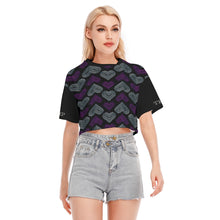 Cargar imagen en el visor de la galería, TRP Twisted Patterns 03: Chevron Hearts Designer Cropped Drop Shoulder Cotton T-shirt