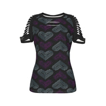 Cargar imagen en el visor de la galería, TRP Twisted Patterns 03: Chevron Hearts 01-01 Ladies Designer Ripped T-shirt