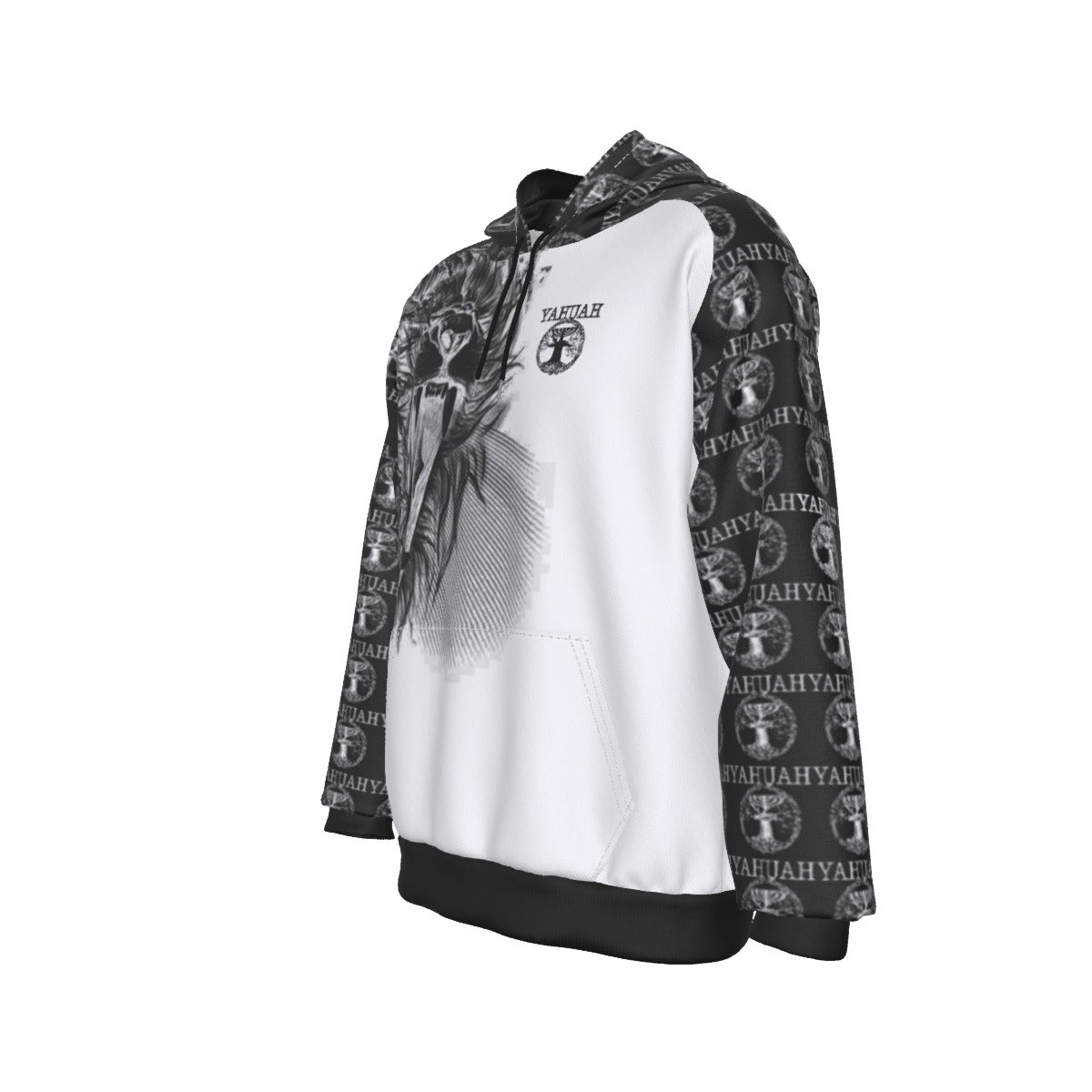 Yahuah-Tree of Life 02-06 Yin Yang Men's Designer Raglan Pullover Hoodie