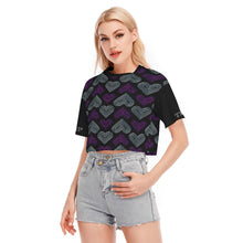 Cargar imagen en el visor de la galería, TRP Twisted Patterns 03: Chevron Hearts Designer Cropped Drop Shoulder Cotton T-shirt