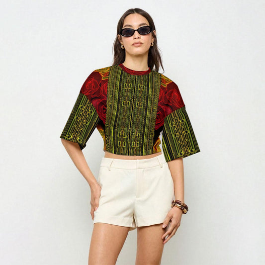 Geometrical Apparel 02 Designer Cropped Half Sleeve T-shirt