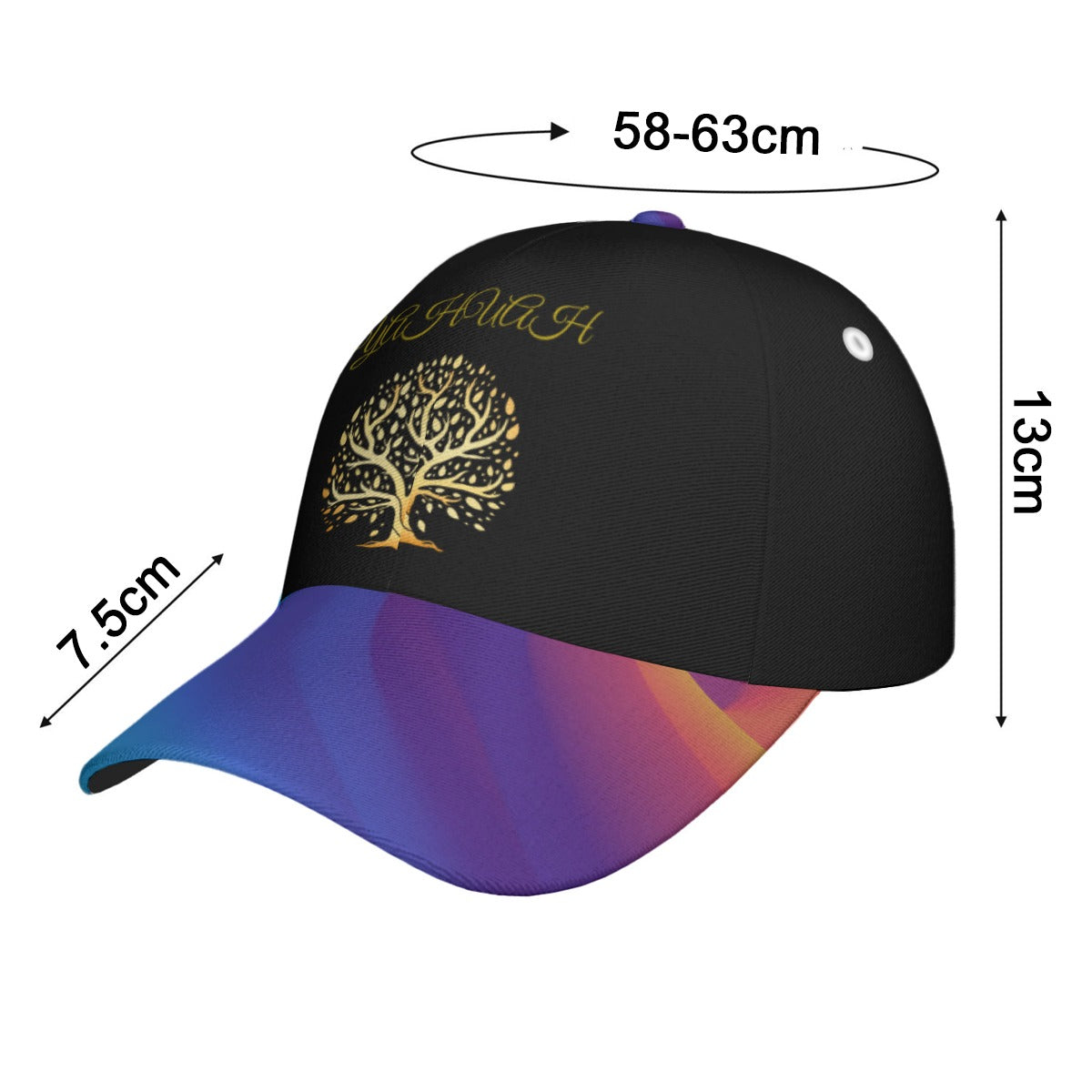 Yahuah-Tree of Life 01 Royal Designer Curved Brim Baseball Cap