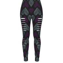 Cargar imagen en el visor de la galería, TRP Twisted Patterns 03: Chevron Hearts 01-01 Designer Ripped Leggings