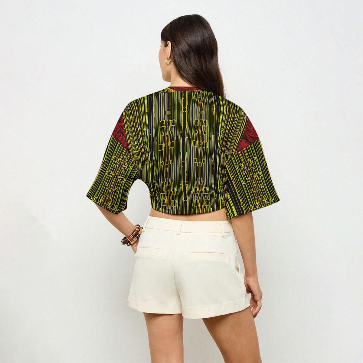 Geometrical Apparel 02 Designer Cropped Half Sleeve T-shirt