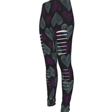 Cargar imagen en el visor de la galería, TRP Twisted Patterns 03: Chevron Hearts 01-01 Designer Ripped Leggings