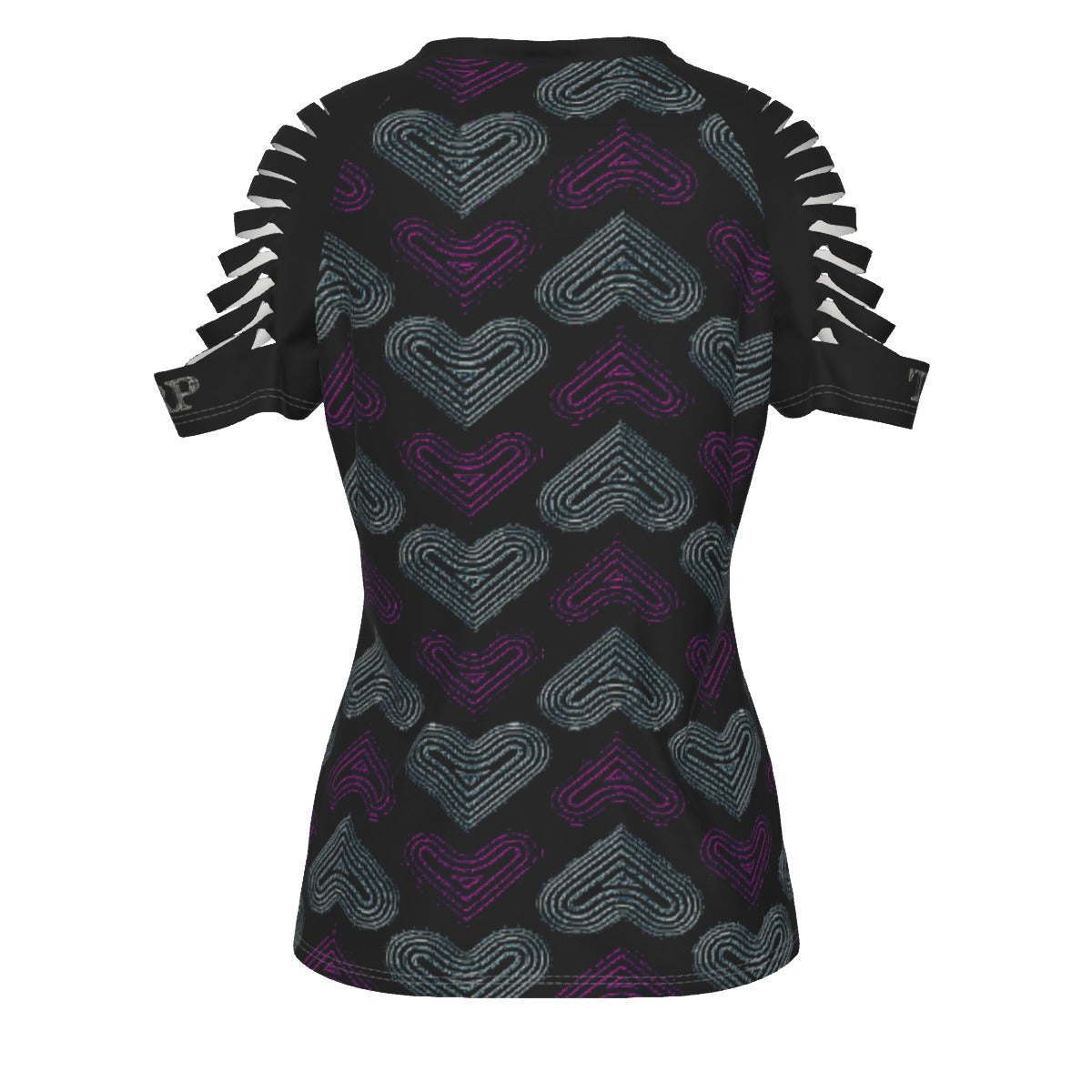 TRP Twisted Patterns 03: Chevron Hearts 01-01 Ladies Designer Ripped T-shirt