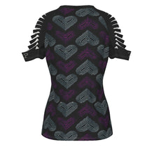 Cargar imagen en el visor de la galería, TRP Twisted Patterns 03: Chevron Hearts 01-01 Ladies Designer Ripped T-shirt