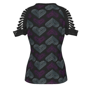 TRP Twisted Patterns 03: Chevron Hearts 01-01 Ladies Designer Ripped T-shirt