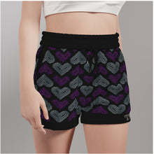 Cargar imagen en el visor de la galería, TRP Twisted Patterns 03: Chevron Hearts 01-01 Ladies Designer Running Shorts