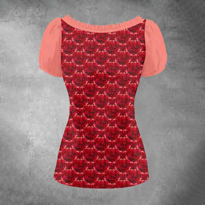 Floral Embosses: Roses 02-01 Ruffle Blouse