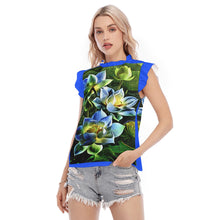 Load image into Gallery viewer, TRP Floral Print 01 Designer Sleeveless Blouse with Ruffle Collar and Sleeves