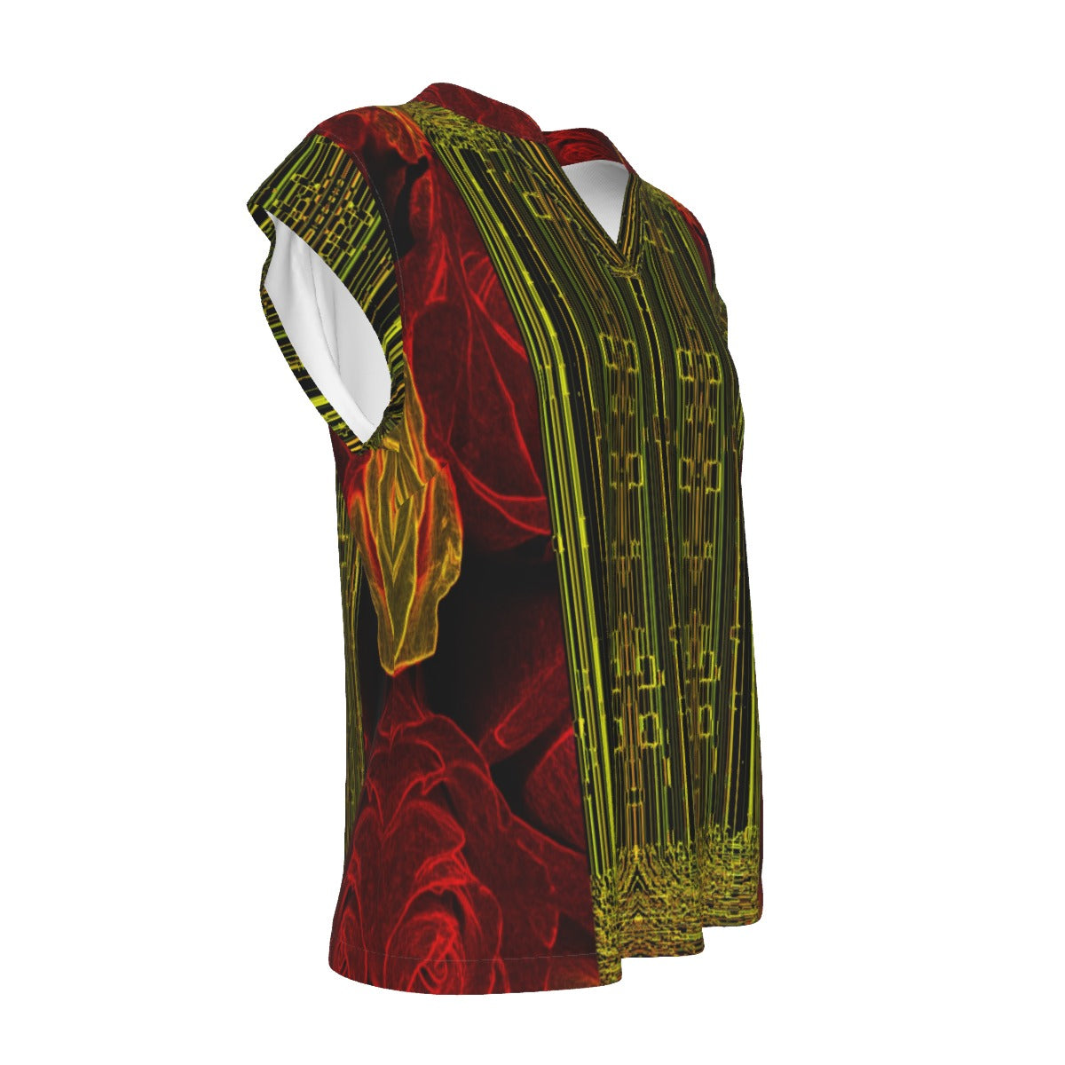 Geometrical Apparel 02 Designer V-neck Cap Sleeve T-shirt