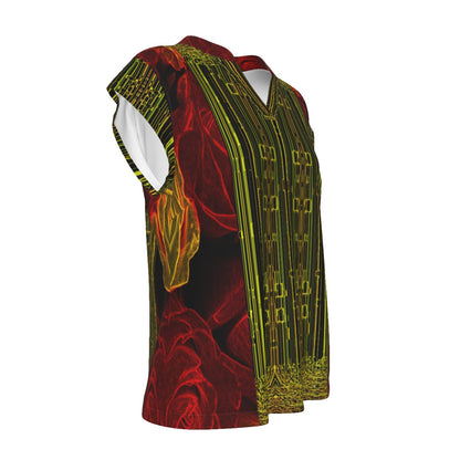 Geo Graphic (02): Digital Flora | V-neck Cap Sleeve Tee