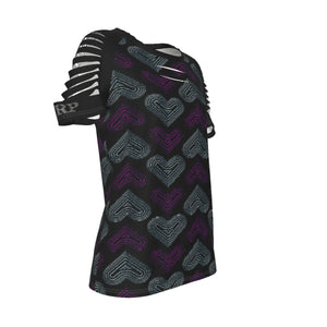 TRP Twisted Patterns 03: Chevron Hearts 01-01 Ladies Designer Ripped T-shirt