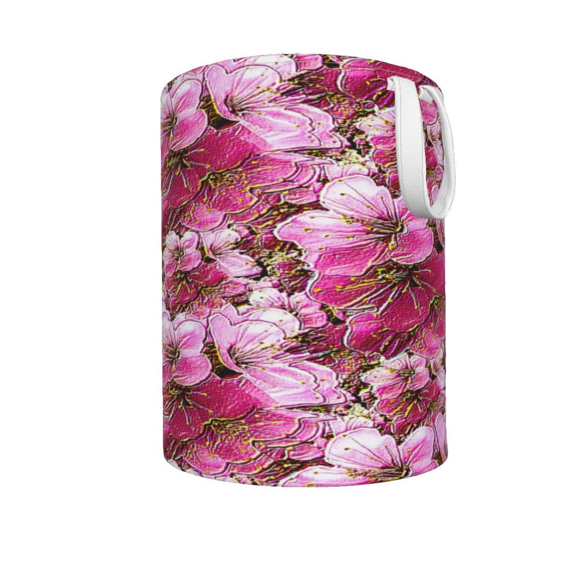 Electric Flora: Neon Sakura Cherry Blossoms Foldable Laundry Basket