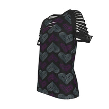 Cargar imagen en el visor de la galería, TRP Twisted Patterns 03: Chevron Hearts 01-01 Ladies Designer Ripped T-shirt